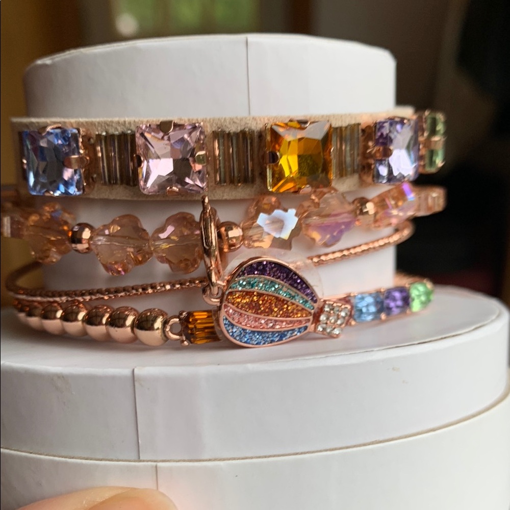 Pink and Orange Ornate Gemstone Bracelet